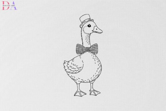Cute Goose with Bow Tie and Top Hat