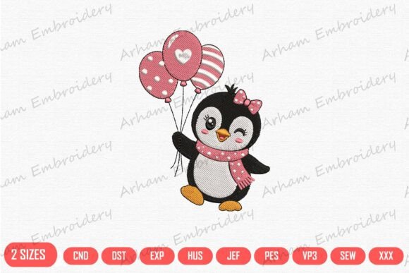 Cute Penguin with Balloons Embroidery Review