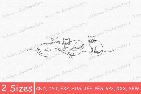 Cute Three Cats Line Art Review