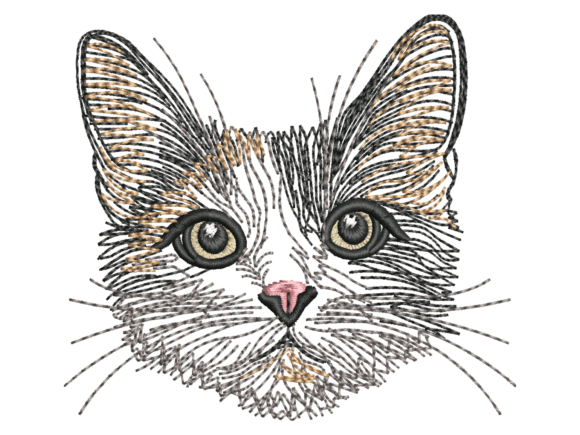 Sketch Style Calico Cat Face Embroidery Review