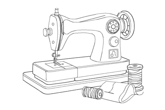 Vintage Sewing Machine Outline Embroidery Design